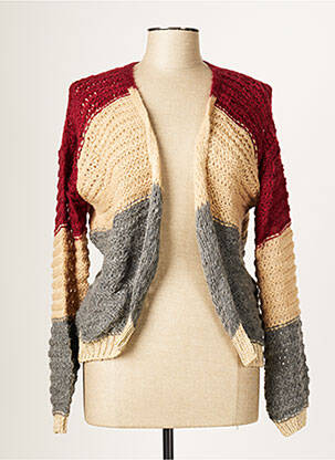 Gilet manches longues resserrée sur le bas beige BLANC BOHEME femme