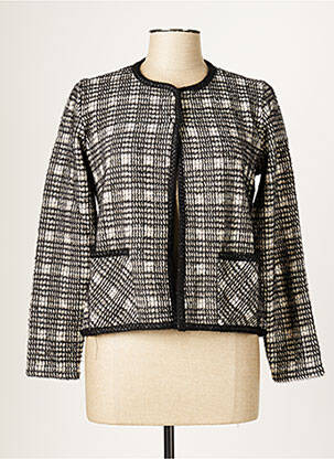 Veste chic col rond noir BLANC BOHEME femme
