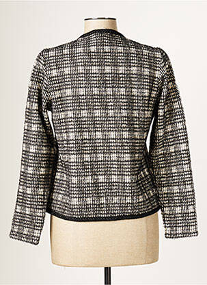 Veste chic col rond noir BLANC BOHEME femme