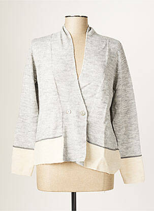 Gilet manches longues stretch gris BLANC BOHEME femme