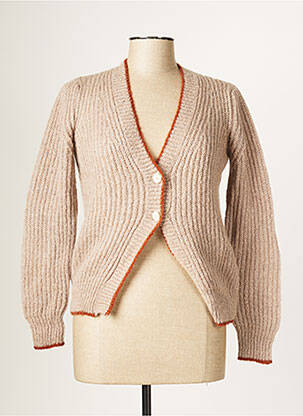 Gilet manches longues stretch marron BLANC BOHEME femme