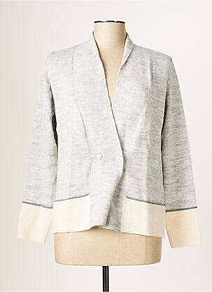 Gilet manches longues stretch gris BLANC BOHEME femme