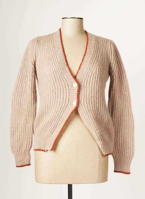 Gilet manches longues stretch marron BLANC BOHEME femme
