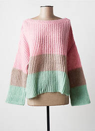 Pull col bateau manches longues rose BLANC BOHEME femme