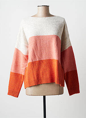 Pull col bateau manches longues orange BLANC BOHEME femme