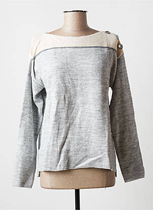 Pull tissage chiné manches longues gris BLANC BOHEME femme