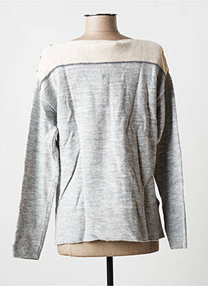 Pull tissage chiné manches longues gris BLANC BOHEME femme