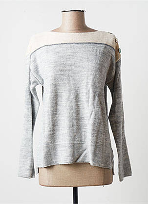 Pull tissage chiné manches longues gris BLANC BOHEME femme