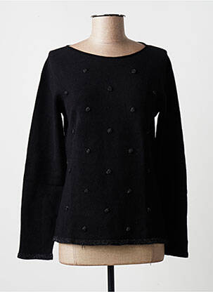 Pull coupe droite manches longues noir BLANC BOHEME femme