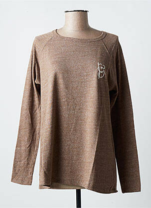 T-shirt manches longues manches longues marron BLANC BOHEME femme