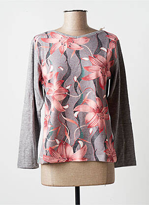 Pull tissage chiné manches longues gris BLANC BOHEME femme