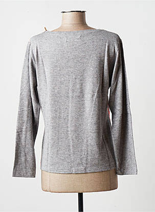 Pull tissage chiné manches longues gris BLANC BOHEME femme