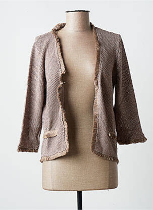 Gilet manches longues manches longues marron BLANC BOHEME femme