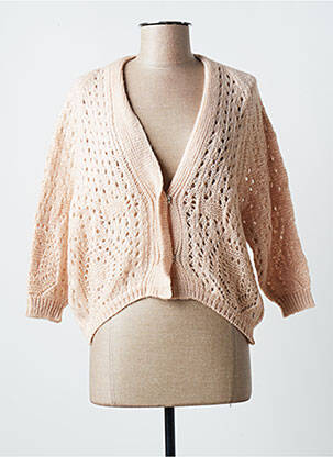 Gilet manches longues manches 3/4 rose BLANC BOHEME femme