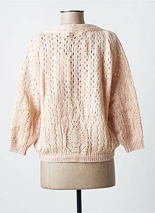 Gilet manches longues manches 3/4 rose BLANC BOHEME femme