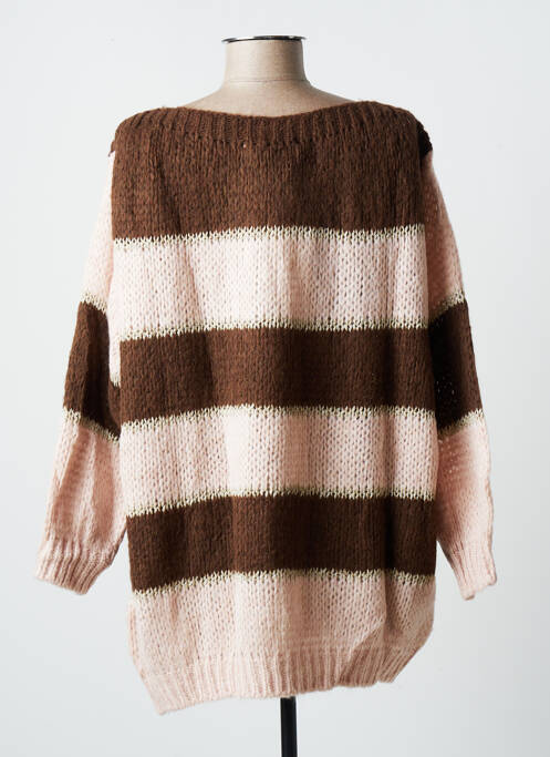 Pull tunique marron BLANC BOHEME pour femme