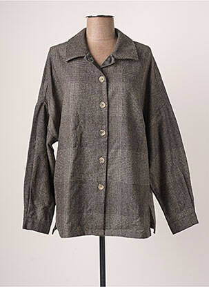 Chemisier coupe droite manches longues gris BLANC BOHEME femme