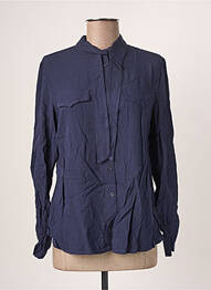 Chemisier tissage popeline manches longues bleu BLANC BOHEME femme