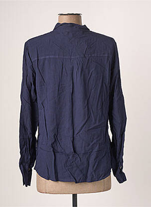 Chemisier tissage popeline manches longues bleu BLANC BOHEME femme