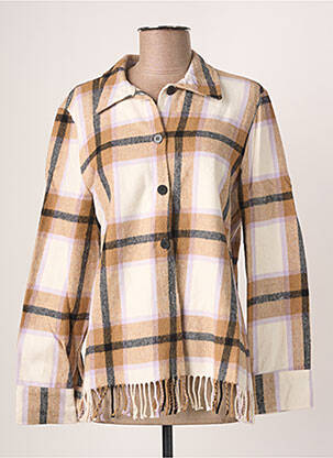 Veste casual coupe droite beige BLANC BOHEME femme