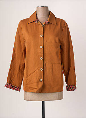 Chemisier poches poitrine manches longues marron BLANC BOHEME femme