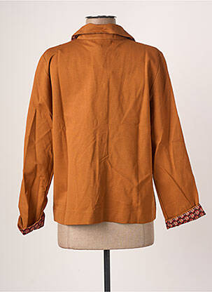 Chemisier coupe droite manches longues marron BLANC BOHEME femme