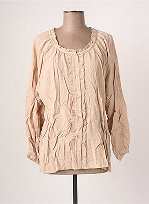 Chemisier tissage popeline manches longues beige BLANC BOHEME femme