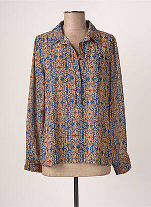 Blouse imprimé fantaisie manches longues bleu BLANC BOHEME femme