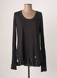 Top tissage jersey manches longues noir BLANC BOHEME femme