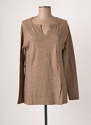 T-shirt manches longues manches longues marron BLANC BOHEME femme