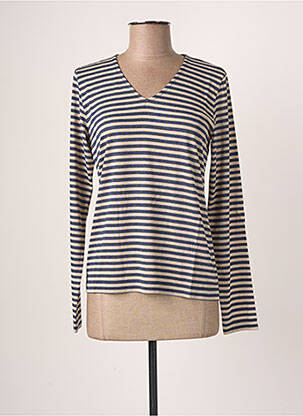 Top stretch manches longues bleu BLANC BOHEME femme