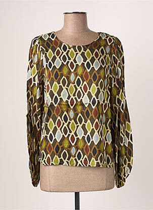 Blouse imprimé fantaisie manches longues vert BLANC BOHEME femme