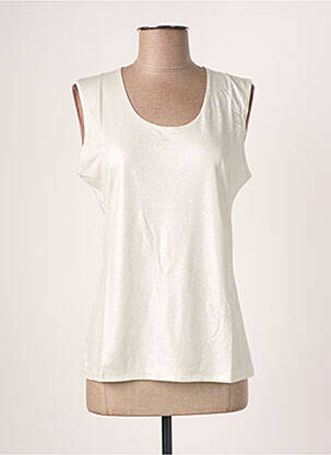 Débardeur coupe cintrée sans manche beige BLANC BOHEME femme
