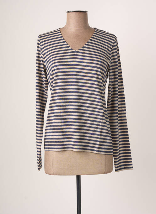 Top stretch manches longues bleu BLANC BOHEME femme