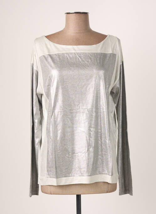 T-shirt gris BLANC BOHEME pour femme
