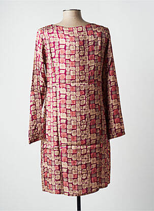 Robe mi-longue coupe fluide manches longues rose BLANC BOHEME femme