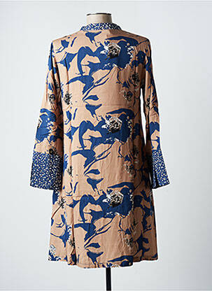 Robe courte coupe évasée manches longues marron BLANC BOHEME femme
