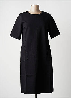 Robe mi-longue manches 3/4 manches 3/4 noir BLANC BOHEME femme