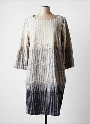 Robe mi-longue manches 3/4 manches 3/4 beige BLANC BOHEME femme
