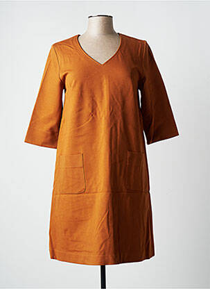 Robe mi-longue manches 3/4 manches 3/4 marron BLANC BOHEME femme