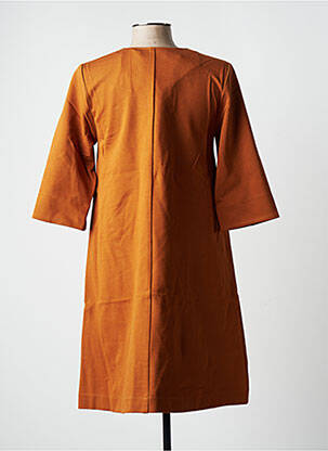 Robe mi-longue manches 3/4 manches 3/4 marron BLANC BOHEME femme