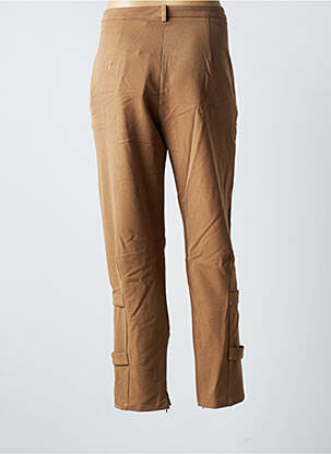 Pantalon droit tissage crêpe taille normale marron BLANC BOHEME femme