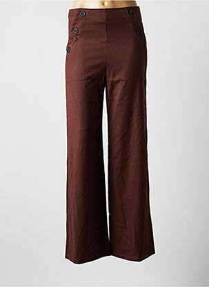 Pantalon large marron BLANC BOHEME pour femme