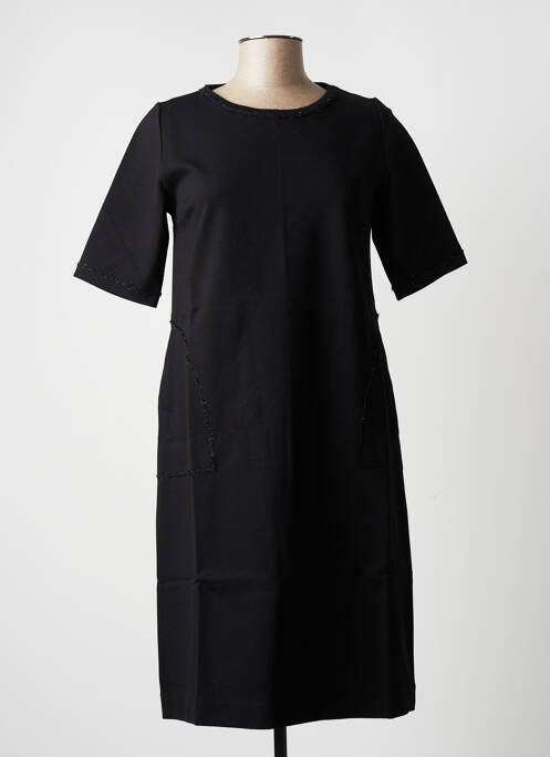 Robe mi-longue manches 3/4 manches 3/4 noir BLANC BOHEME femme