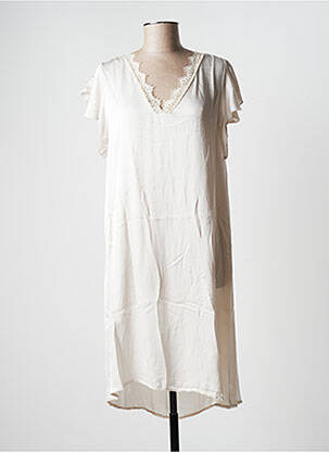 Robe mi-longue manches courtes manches courtes beige NEW STYLE femme