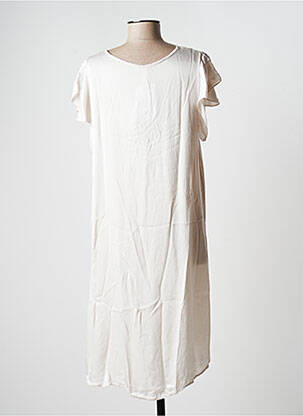 Robe mi-longue coupe fluide manches courtes beige NEW STYLE femme