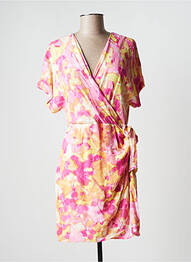 Robe mi-longue imprimé fantaisie manches courtes rose VERO MODA femme