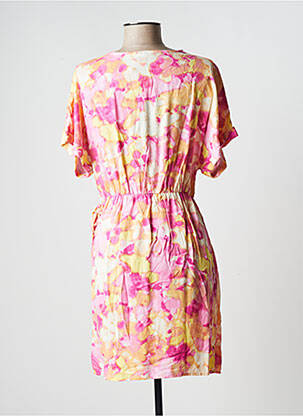 Robe mi-longue imprimé fantaisie manches courtes rose VERO MODA femme