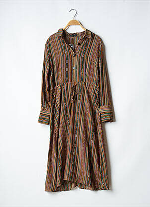Robe mi-longue manches longues manches longues marron SKATÏE femme