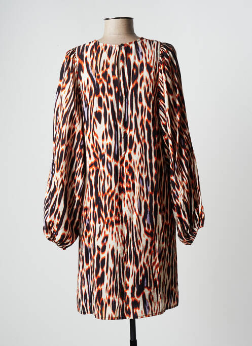 Robe mi-longue marron ICHI pour femme